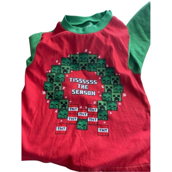 MINECRAFT Boys Green and Red Pajama Set for Cozy Nights Size 8 - Picture 5 of 6